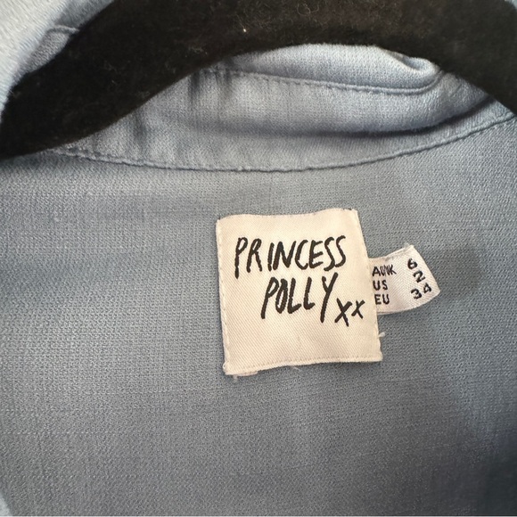 Princess Polly Chloe Slate Button Down - Top Only - 
 Blue Blouse Size 2 - Picture 6 of 9